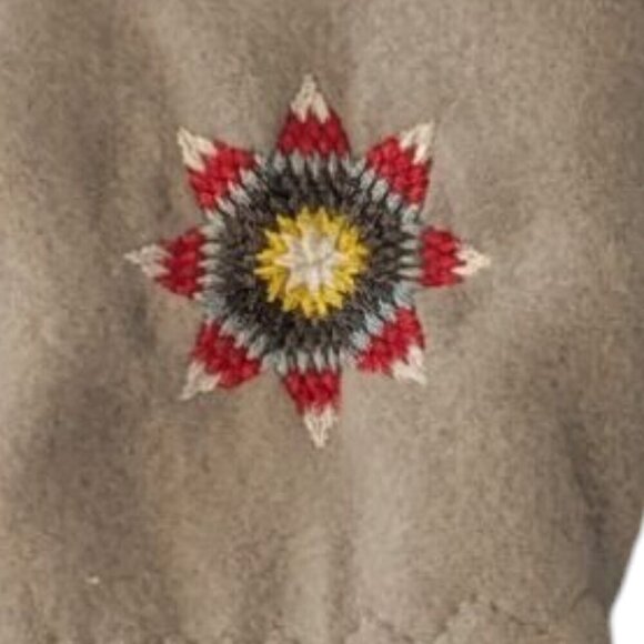 Fleece Gloves Native Inspired Embroidered Tribal Southwest Western Sunburst Boho - Picture 2 of 5